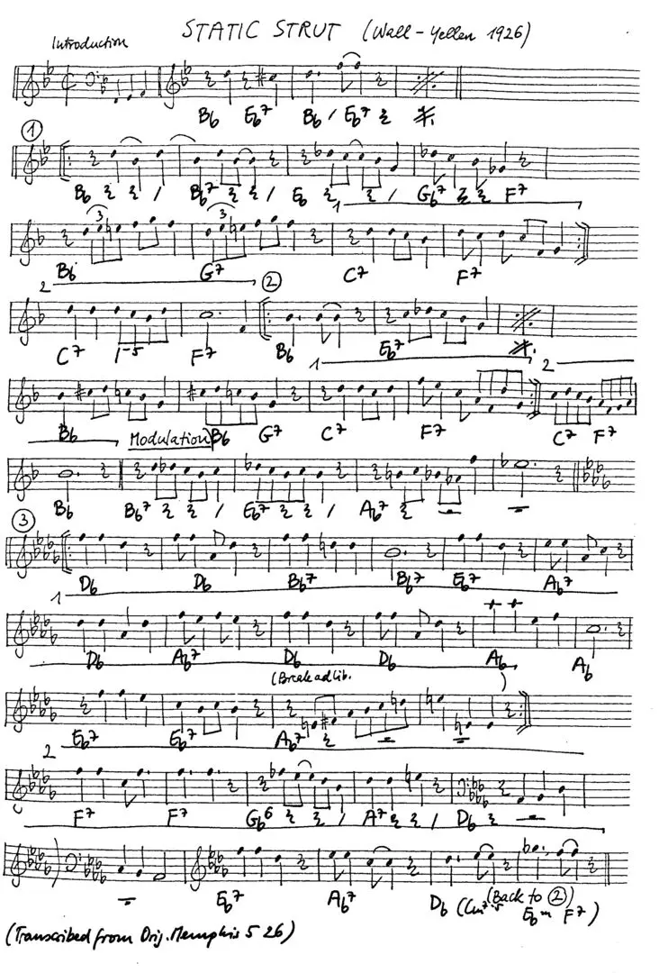 static strut free jazz leadsheet - Courtesy of the Jungle Jazz Band